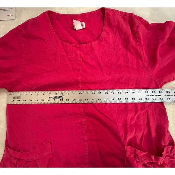 Mosaic USA Womens Fuchsia Linen Tunic Top with Pockets 3/4 Sleeve Loose Fit XL - Picture 5 of 8